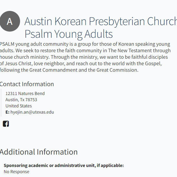 Austin Korean Presbyterian Church Psalm Young Adults - Korean organization in Austin TX